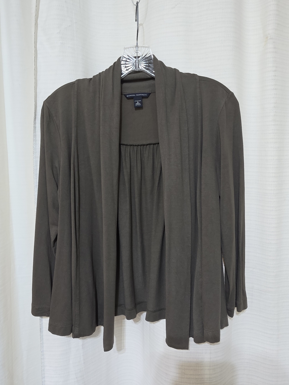 Ann Taylor Open Front Draped Cardigan - Brown Green